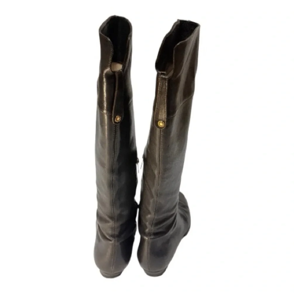 Jimmy Choo Black Leather Flat Over-The-Knee Boots - Size 37.5